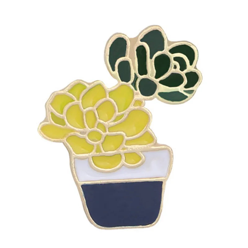 Cartoon Style Cactus Plant Alloy Stamping Stoving Varnish Plating Kid'S Women'S Brooches