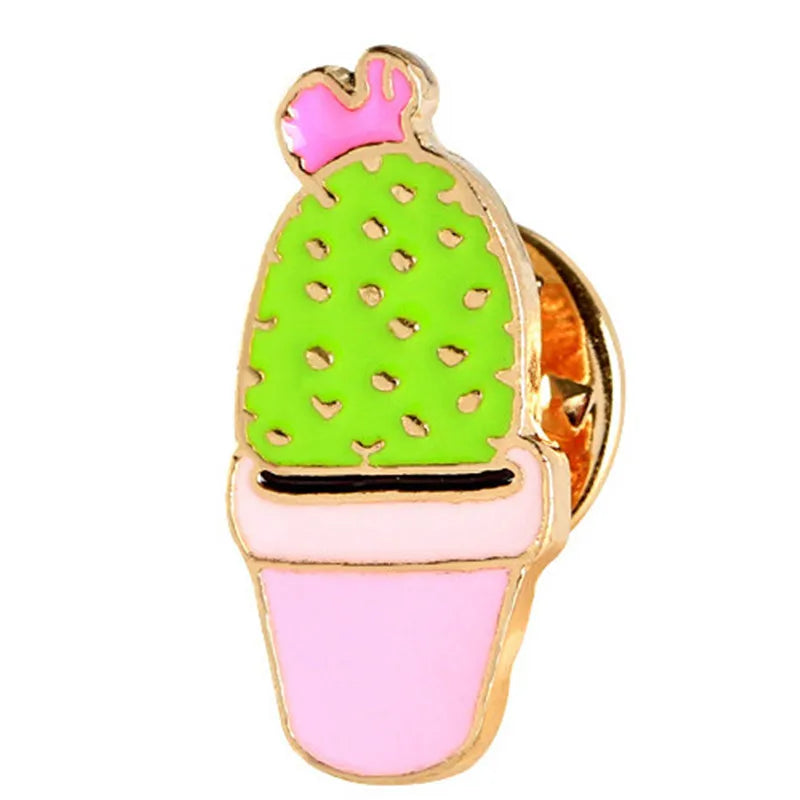 Cartoon Style Cactus Plant Alloy Stamping Stoving Varnish Plating Kid'S Women'S Brooches