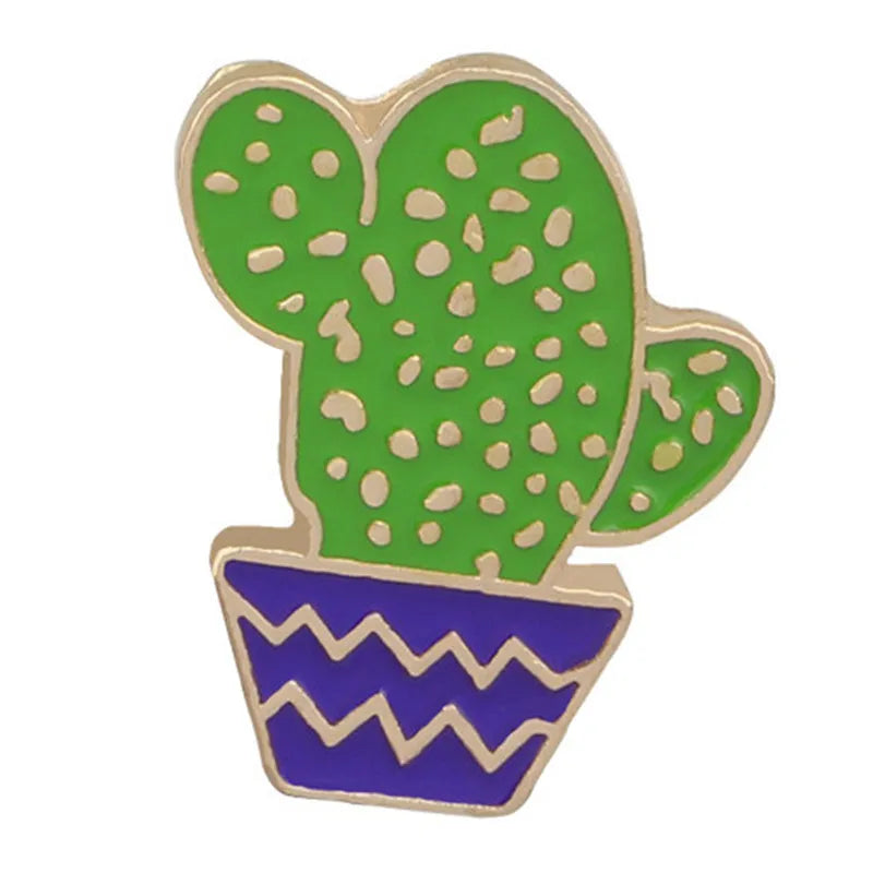 Cartoon Style Cactus Plant Alloy Stamping Stoving Varnish Plating Kid'S Women'S Brooches