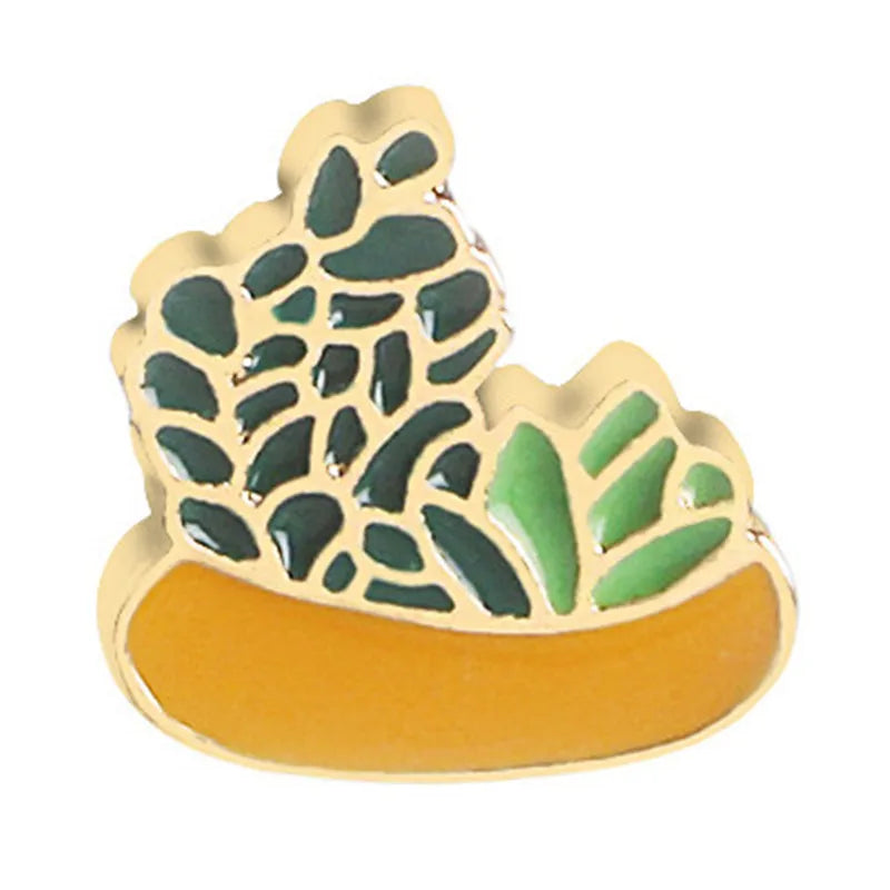 Cartoon Style Cactus Plant Alloy Stamping Stoving Varnish Plating Kid'S Women'S Brooches