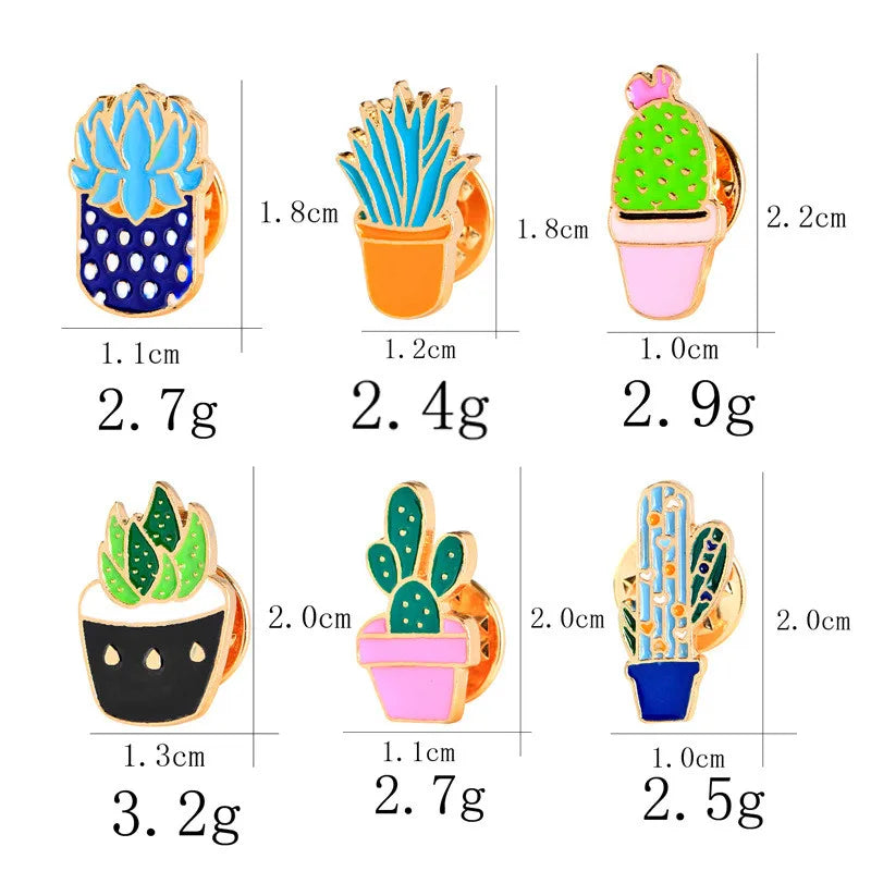 Cartoon Style Cactus Plant Alloy Stamping Stoving Varnish Plating Kid'S Women'S Brooches