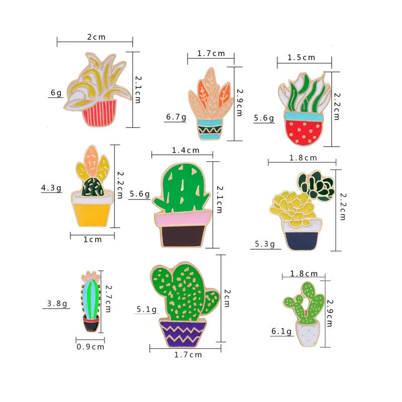 Cartoon Style Cactus Plant Alloy Stamping Stoving Varnish Plating Kid'S Women'S Brooches