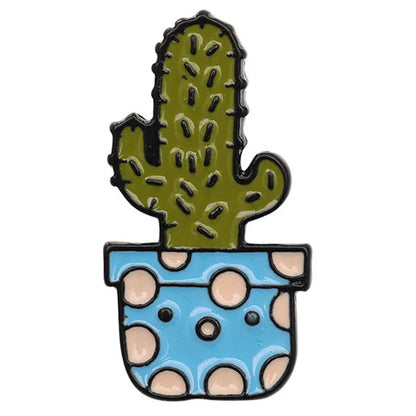 Cartoon Style Cactus Plant Alloy Stamping Stoving Varnish Plating Kid'S Women'S Brooches