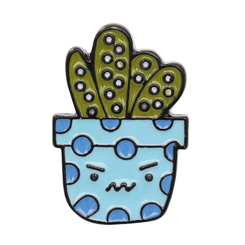 Cartoon Style Cactus Plant Alloy Stamping Stoving Varnish Plating Kid'S Women'S Brooches