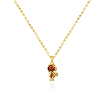 Cartoon Style Cartoon Character Copper Plating Inlay Zircon 18k Gold Plated Pendant Necklace