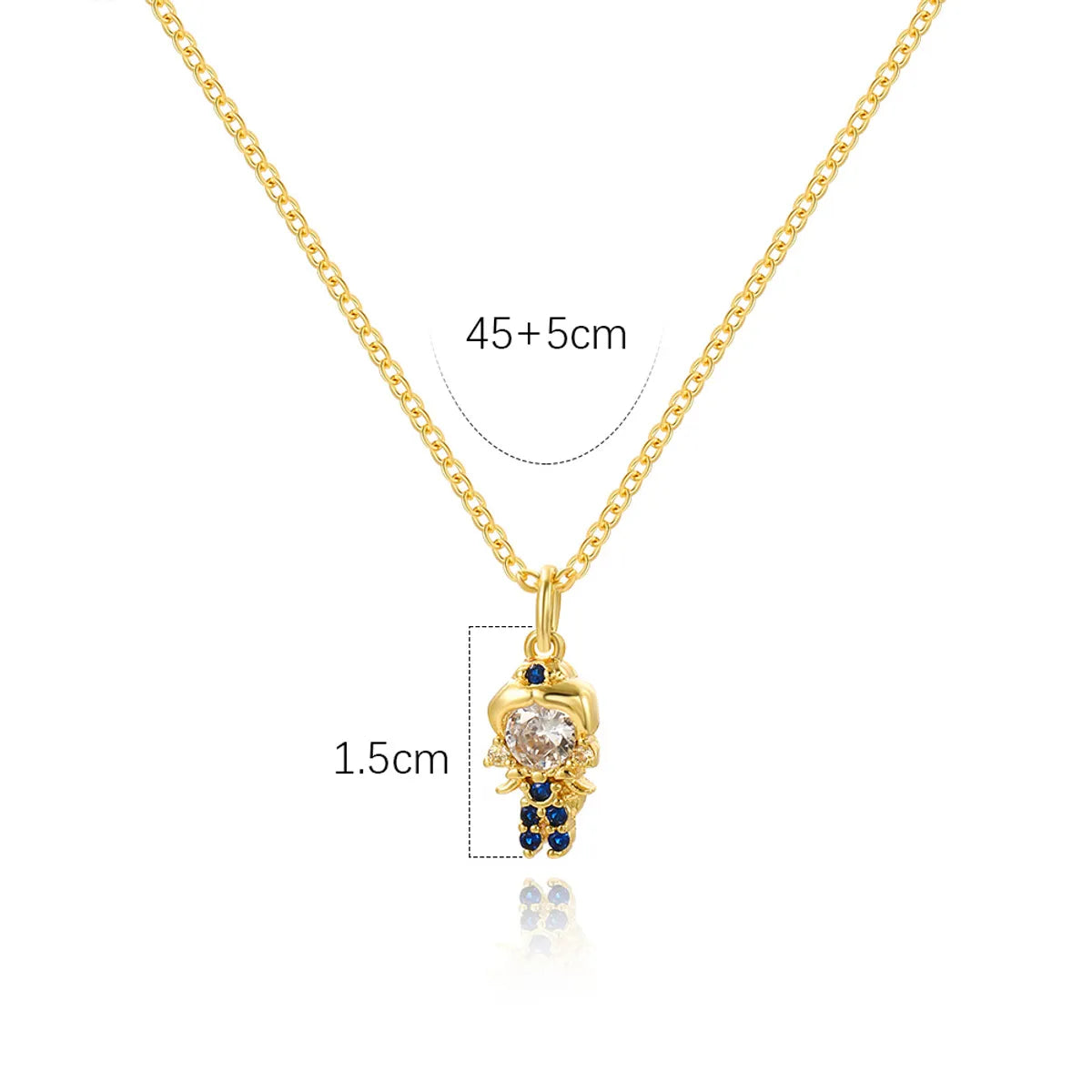 Cartoon Style Cartoon Character Copper Plating Inlay Zircon 18k Gold Plated Pendant Necklace