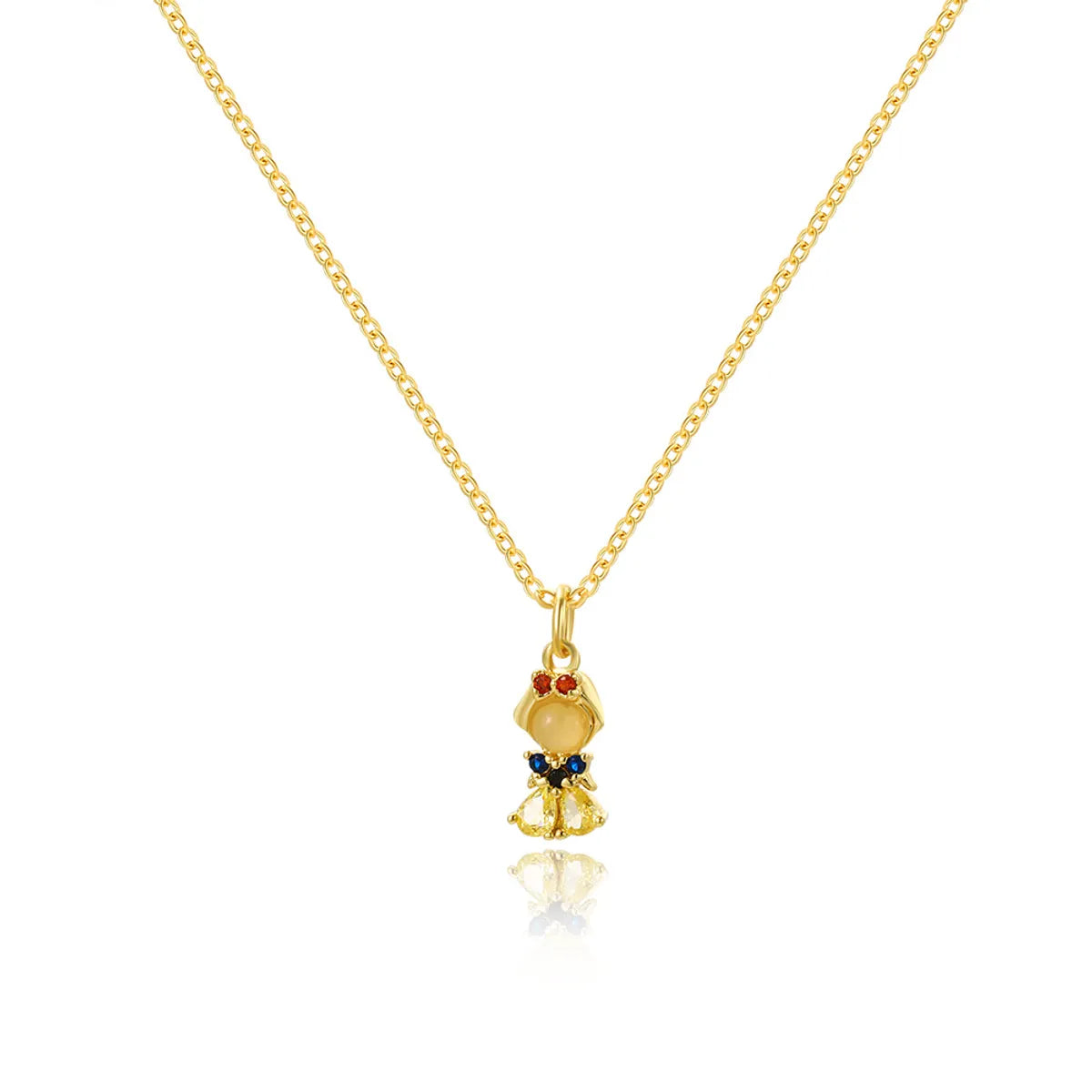 Cartoon Style Cartoon Character Copper Plating Inlay Zircon 18k Gold Plated Pendant Necklace