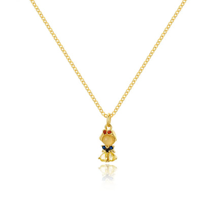 Cartoon Style Cartoon Character Copper Plating Inlay Zircon 18k Gold Plated Pendant Necklace