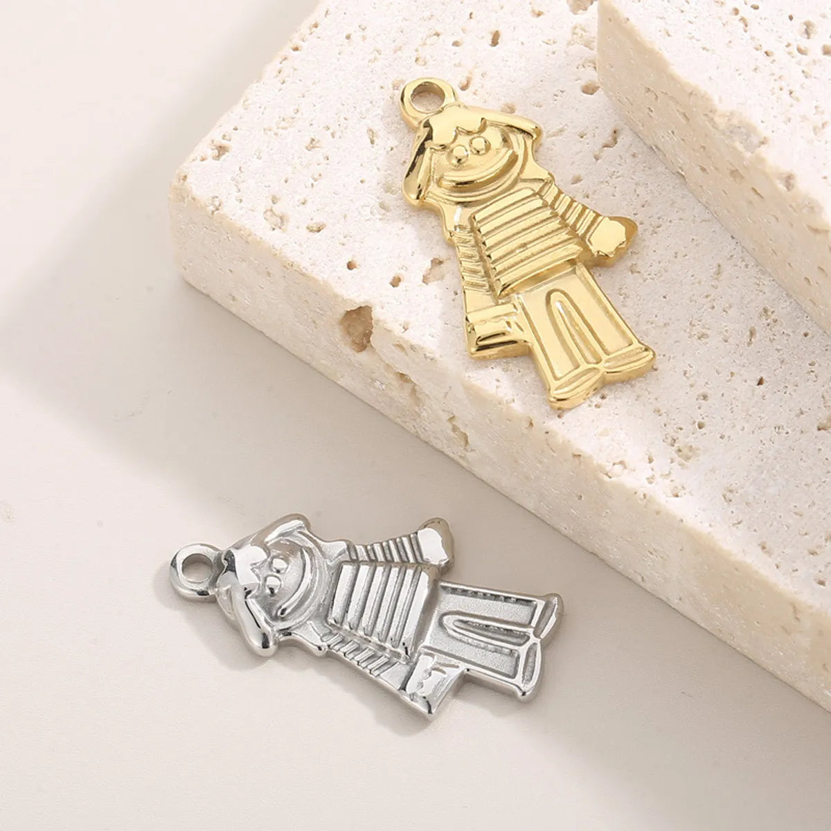 1 Piece Stainless Steel 18K Gold Plated Cartoon Character