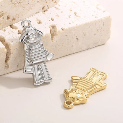 1 Piece Stainless Steel 18K Gold Plated Cartoon Character