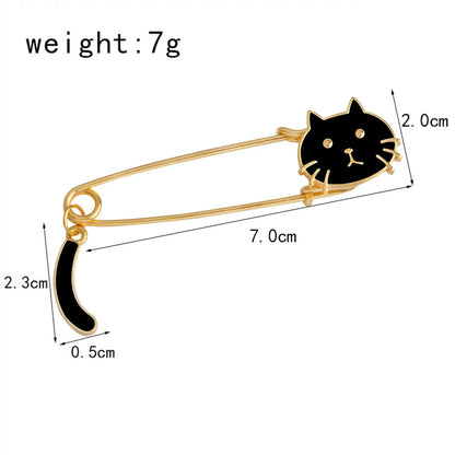 Cartoon Style Cat Alloy Enamel Couple Brooches