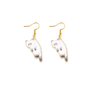 Cartoon Style Cat Alloy Enamel Women'S Drop Earrings