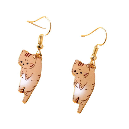 Cartoon Style Cat Alloy Plating Earrings 1 Pair