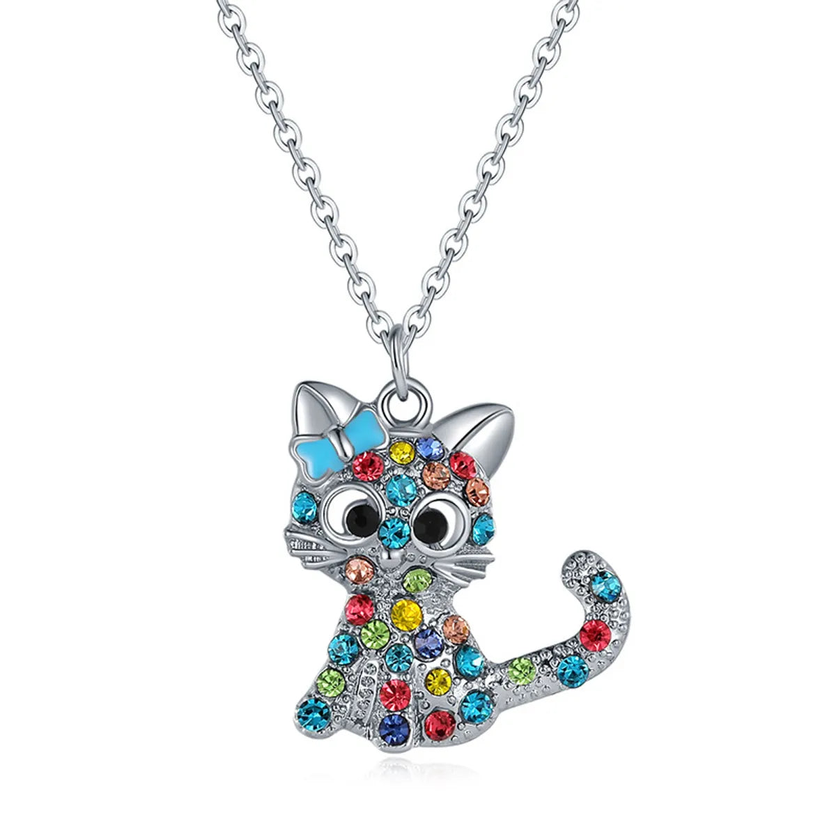 Cartoon Style Cat Alloy Plating Inlay Artificial Gemstones Women'S Necklace