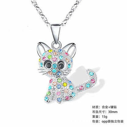 Cartoon Style Cat Alloy Plating Inlay Artificial Gemstones Women'S Necklace