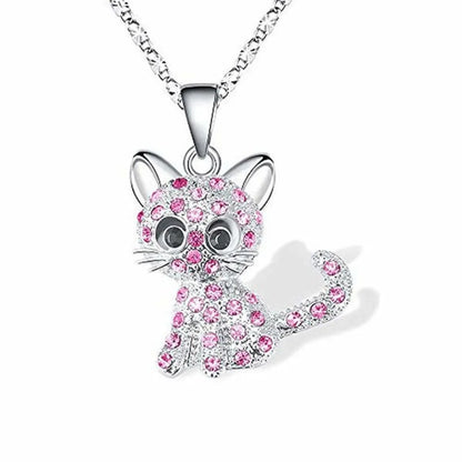 Cartoon Style Cat Alloy Plating Inlay Artificial Gemstones Women'S Necklace