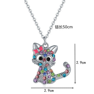 Cartoon Style Cat Alloy Plating Inlay Artificial Gemstones Women'S Necklace