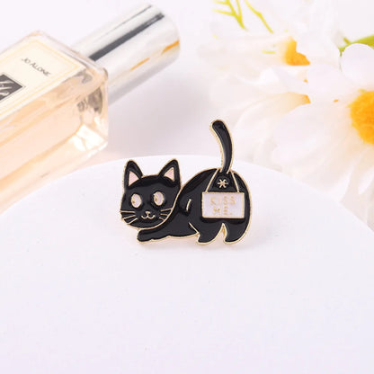 Cartoon Style Cat Alloy Stoving Varnish Unisex Brooches