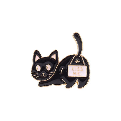 Cartoon Style Cat Alloy Stoving Varnish Unisex Brooches