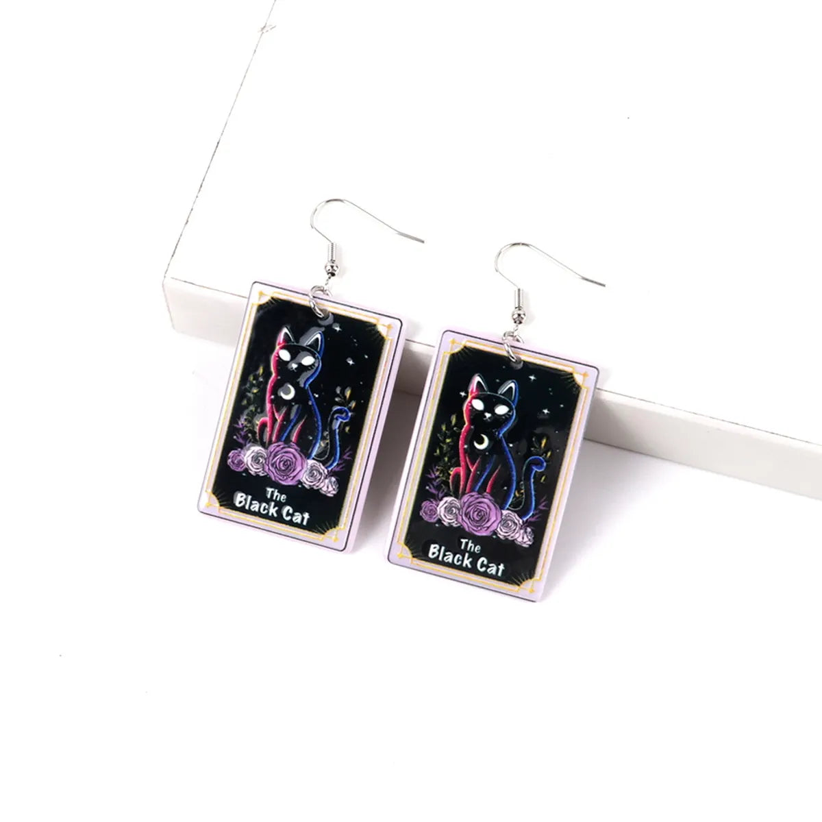 Cartoon Style Cat Arylic Printing Women's Drop Earrings