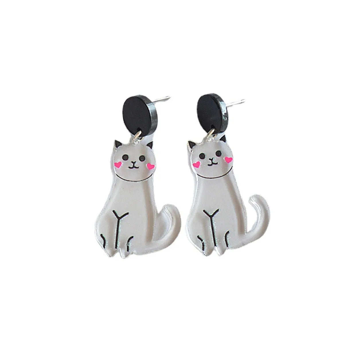 Cartoon Style Cat Arylic Printing Women's Earrings 1 Pair