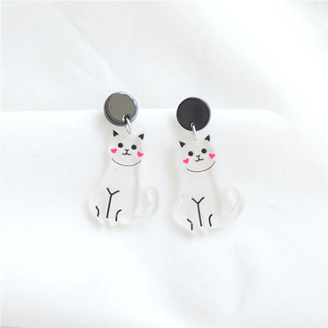 Cartoon Style Cat Arylic Printing Women's Earrings 1 Pair