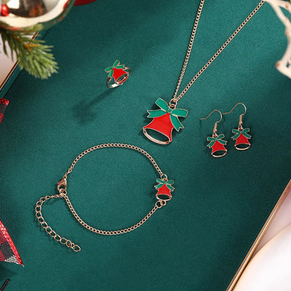 Cartoon Style Christmas Hat Christmas Tree Antlers Alloy Plating Women's Bracelets Earrings Necklace 4 Piece Set