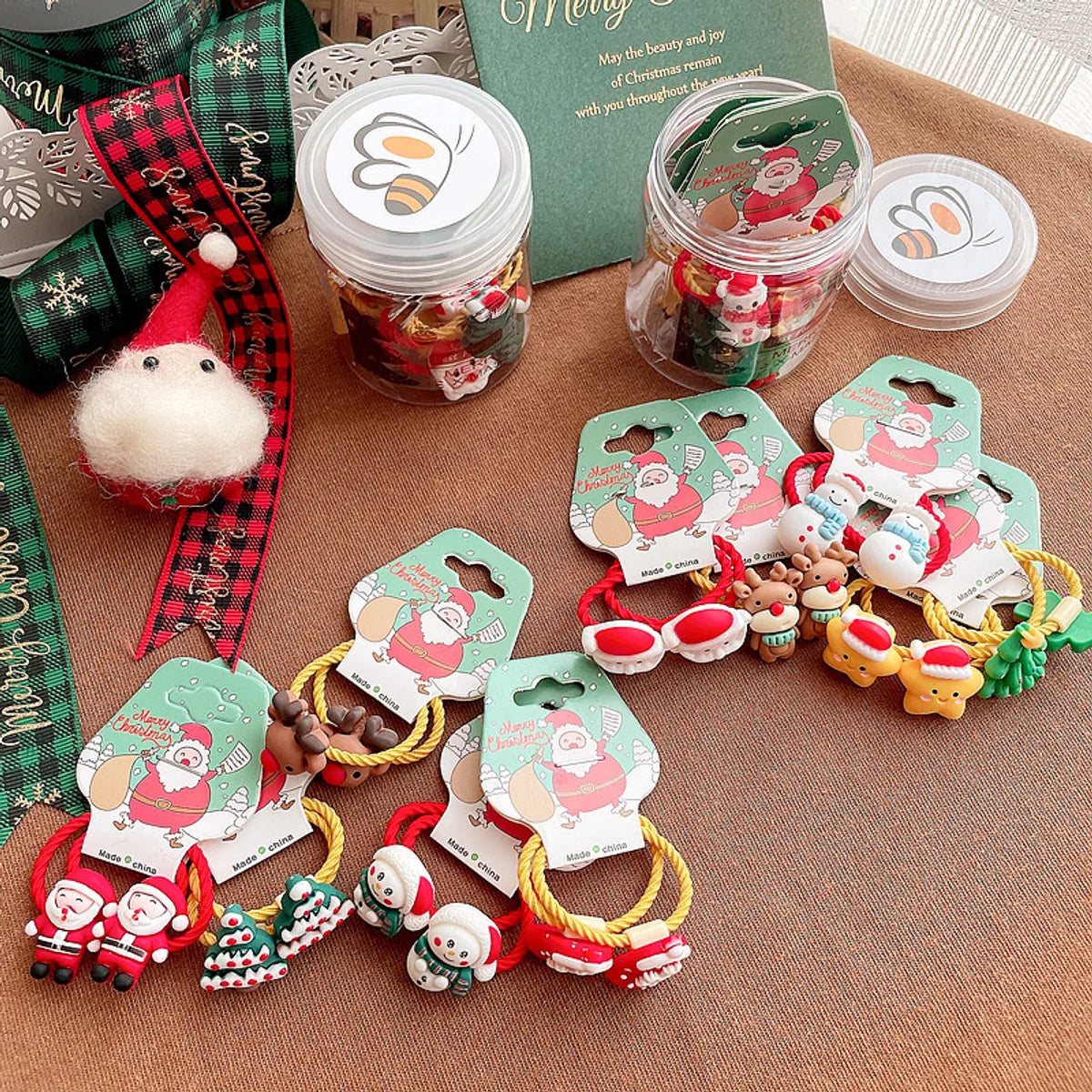 Cartoon Style Christmas Tree Bell Snowman Cloth Resin Hair Tie