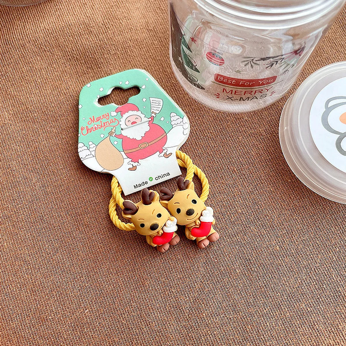 Cartoon Style Christmas Tree Bell Snowman Cloth Resin Hair Tie