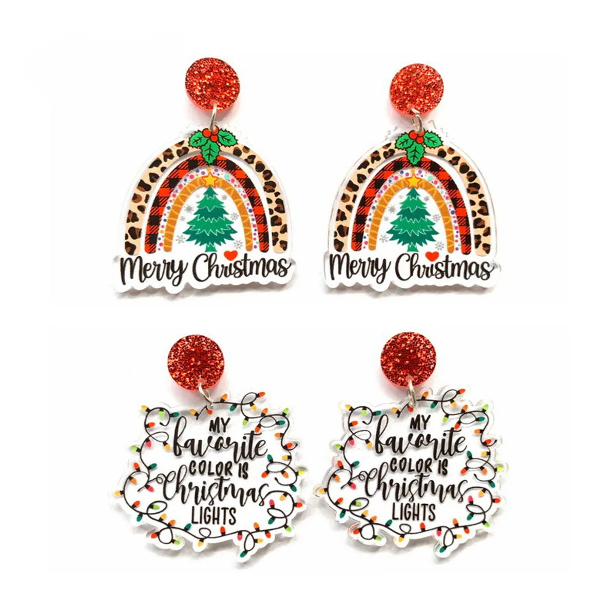 1 Pair Cartoon Style Christmas Tree Letter Arylic Earrings