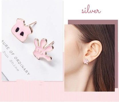 Cartoon Style Clouds Panda Strawberry Alloy Enamel Inlay Artificial Diamond Women's Ear Studs 1 Pair