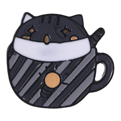 Cartoon Style Coffee Cup Cat Alloy Stoving Varnish Plating Kid'S Brooches