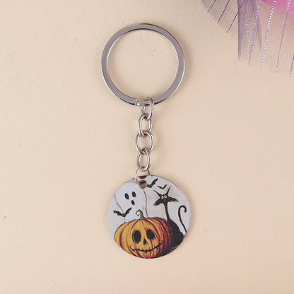 Cartoon Style Color Block 304 Stainless Steel Printing Halloween Keychain