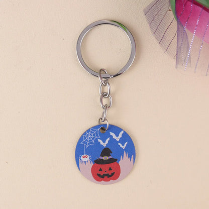 Cartoon Style Color Block 304 Stainless Steel Printing Halloween Keychain