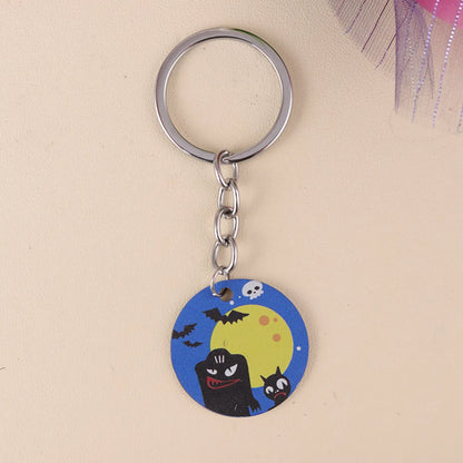 Cartoon Style Color Block 304 Stainless Steel Printing Halloween Keychain