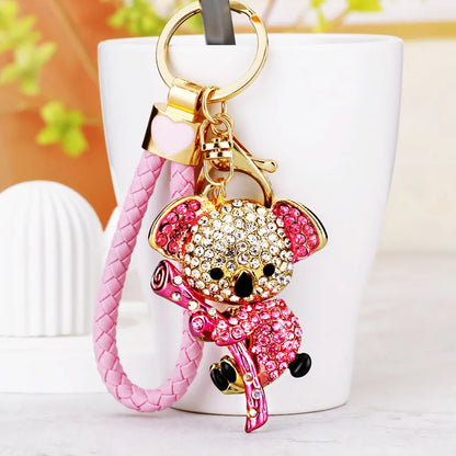 Cartoon Style Color Block Metal Inlay Rhinestones Women'S Keychain