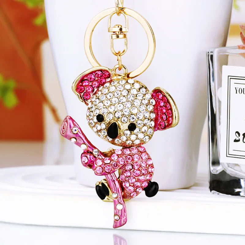 Cartoon Style Color Block Metal Inlay Rhinestones Women'S Keychain