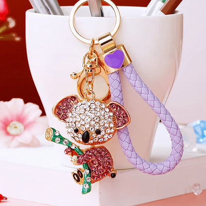 Cartoon Style Color Block Metal Inlay Rhinestones Women'S Keychain