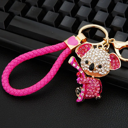 Cartoon Style Color Block Metal Inlay Rhinestones Women'S Keychain