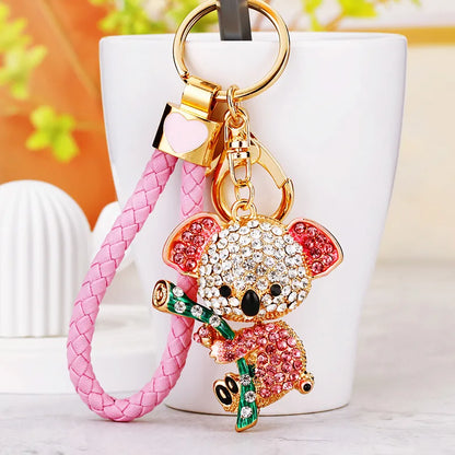 Cartoon Style Color Block Metal Inlay Rhinestones Women'S Keychain