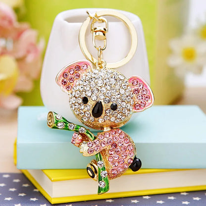 Cartoon Style Color Block Metal Inlay Rhinestones Women'S Keychain