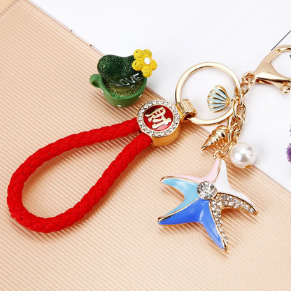 Cartoon Style Color Block Metal Inlay Rhinestones Women'S Keychain