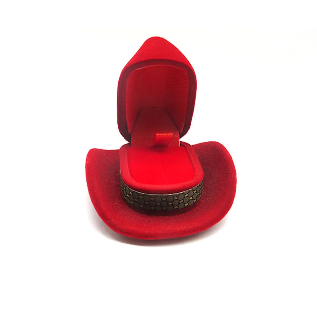 Cartoon Style Cowboy Hat Plastic Flocking Jewelry Boxes