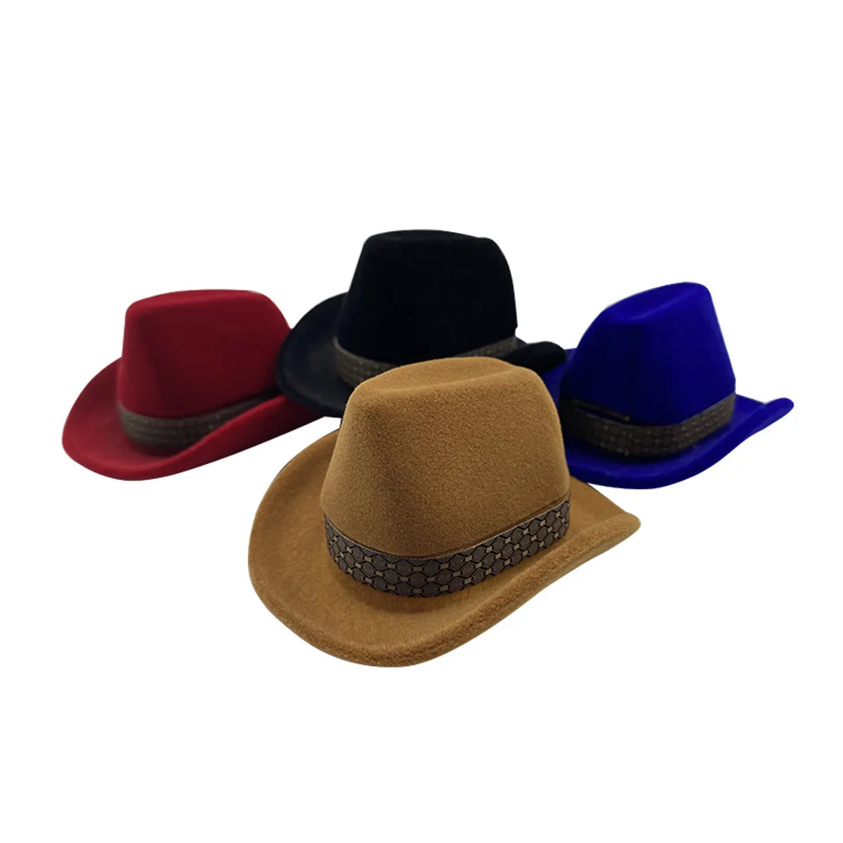 Cartoon Style Cowboy Hat Plastic Flocking Jewelry Boxes