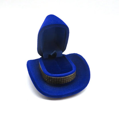 Cartoon Style Cowboy Hat Plastic Flocking Jewelry Boxes