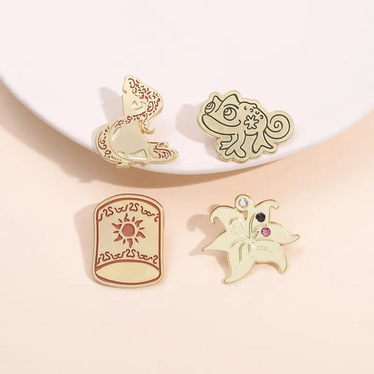 Cartoon Style Cowboy Style Artistic Animal Pretty Girl Flower Alloy Enamel Plating Inlay Artificial Rhinestones Unisex Badge Brooches Collar Pin