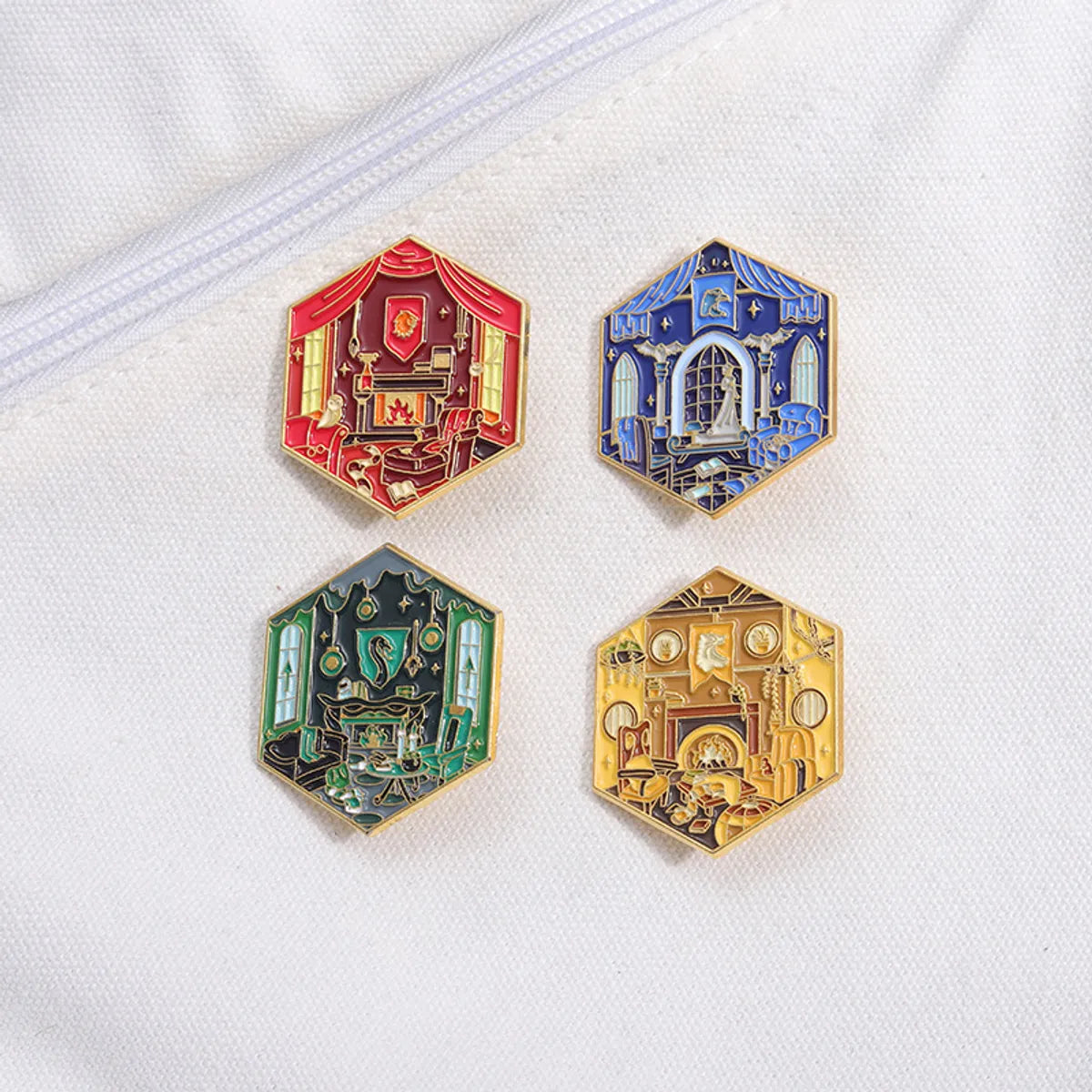 Cartoon Style Cowboy Style Hexagon Oil Painting Alloy Stamping Stoving Varnish Plating Unisex Brooches