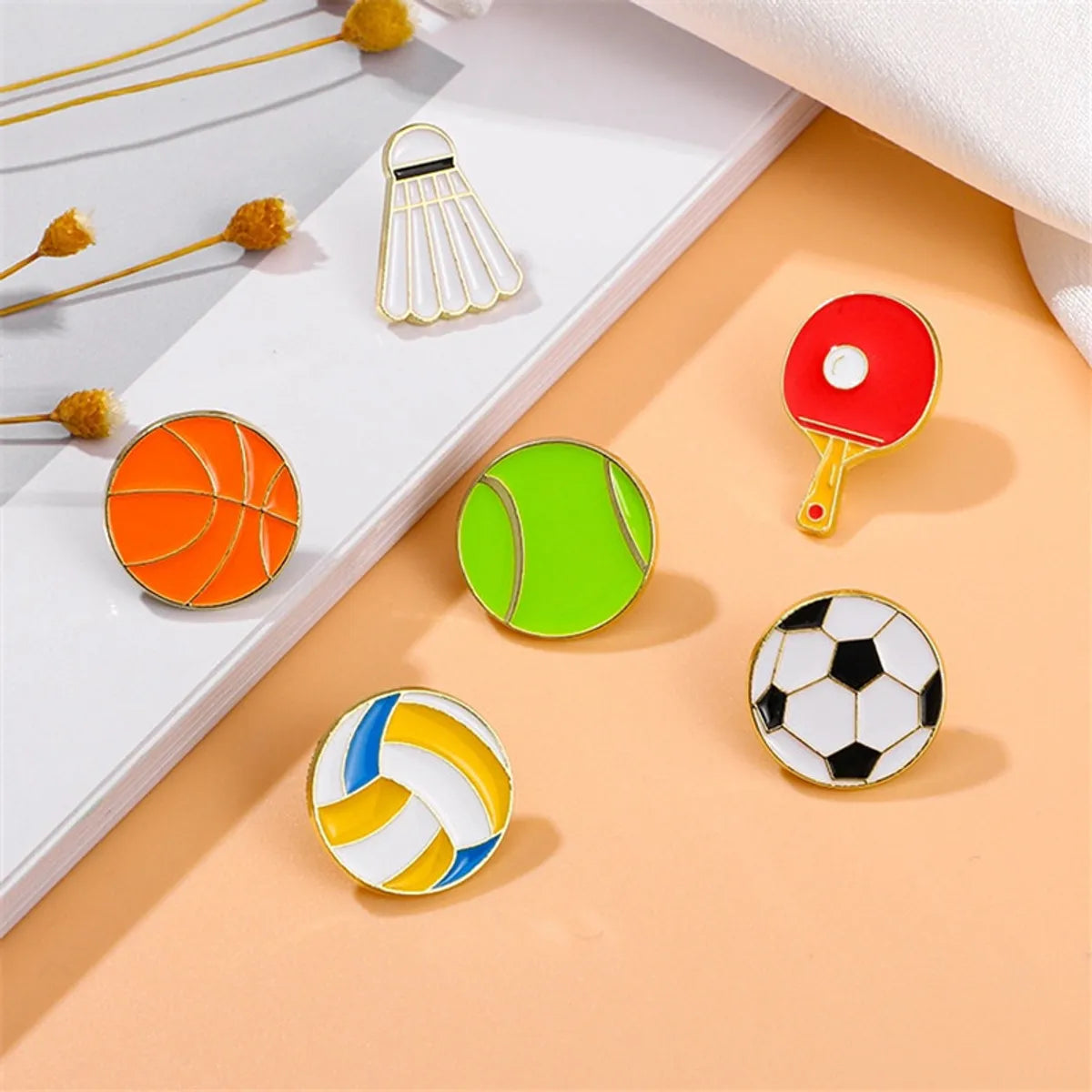 Cartoon Style Cowboy Style Sports Ball Basketball Football Alloy Stamping Stoving Varnish Plating Unisex Brooches