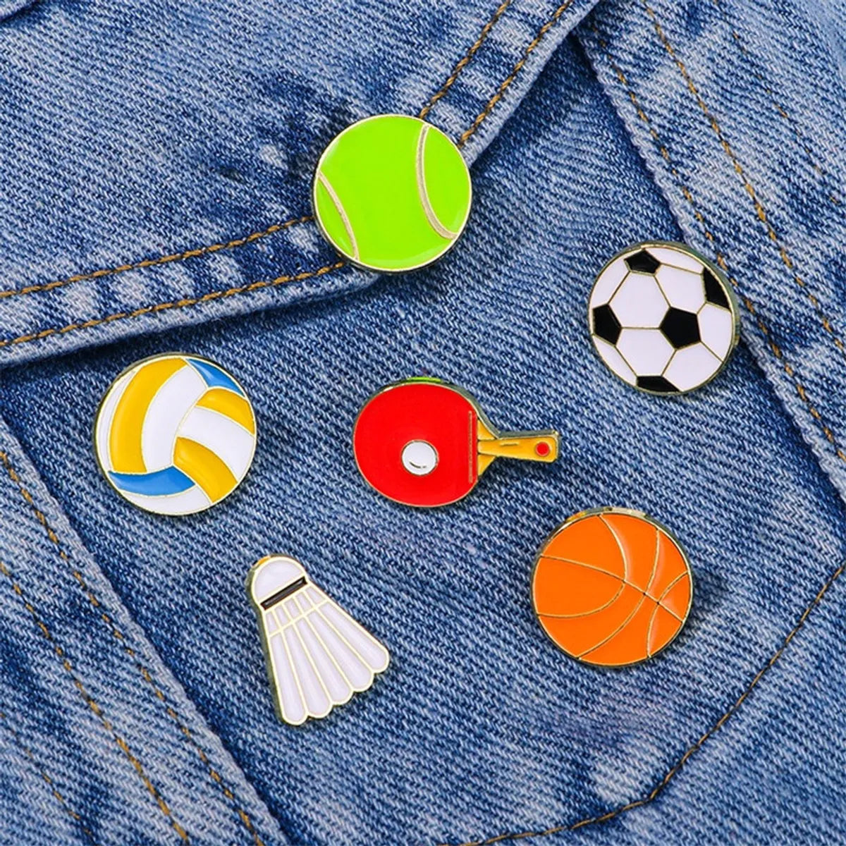 Cartoon Style Cowboy Style Sports Ball Basketball Football Alloy Stamping Stoving Varnish Plating Unisex Brooches