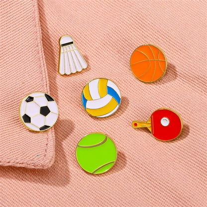 Cartoon Style Cowboy Style Sports Ball Basketball Football Alloy Stamping Stoving Varnish Plating Unisex Brooches